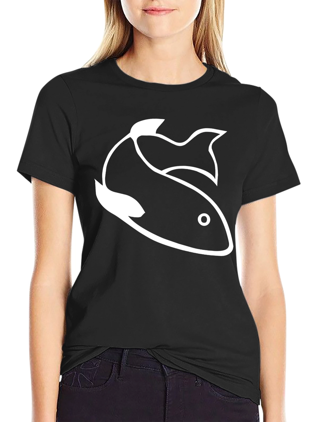 Fish Graphic Tee - Classic Black Cotton T-Shirt