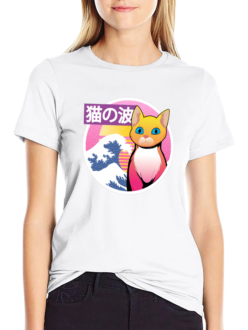 Cat Wave Graphic Tee - Unique Japanese Style Shirt