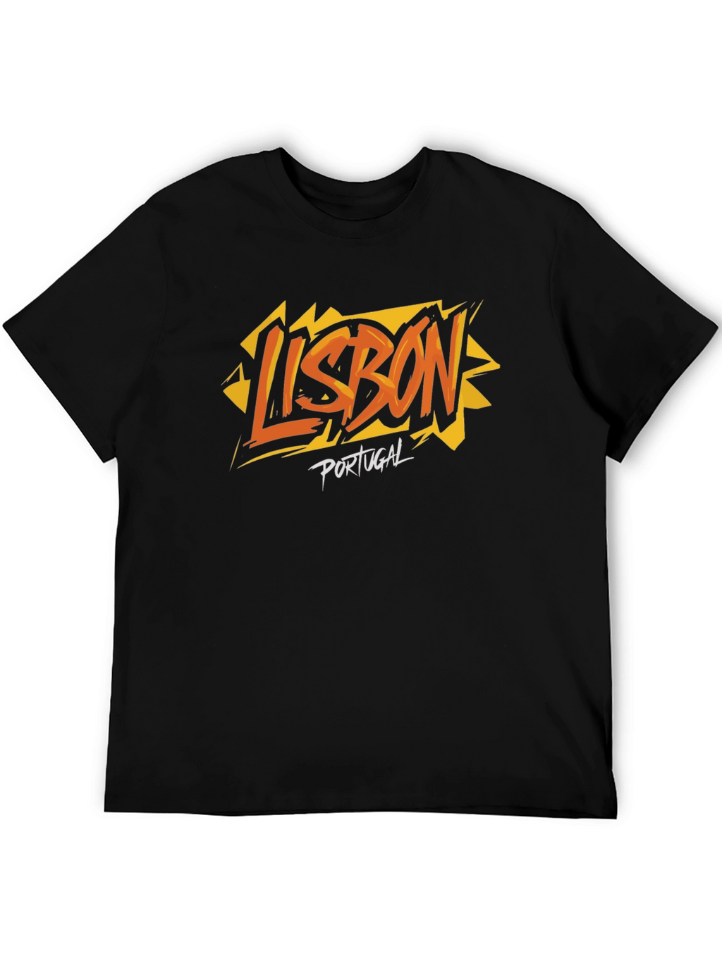 Lisbon Portugal Graphic Print Black T-Shirt
