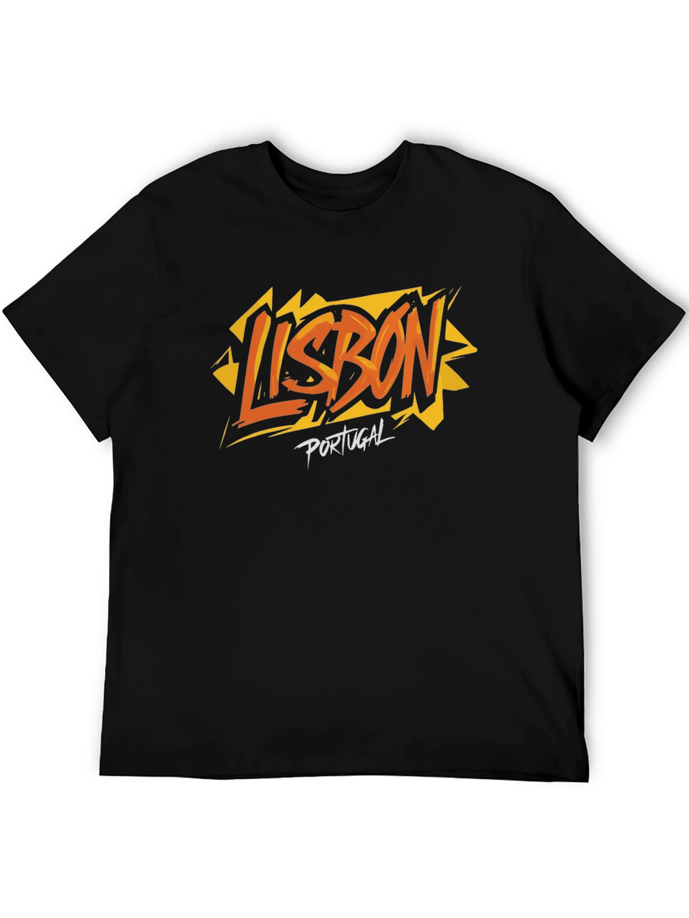 Lisbon Portugal Graphic Print Black T-Shirt