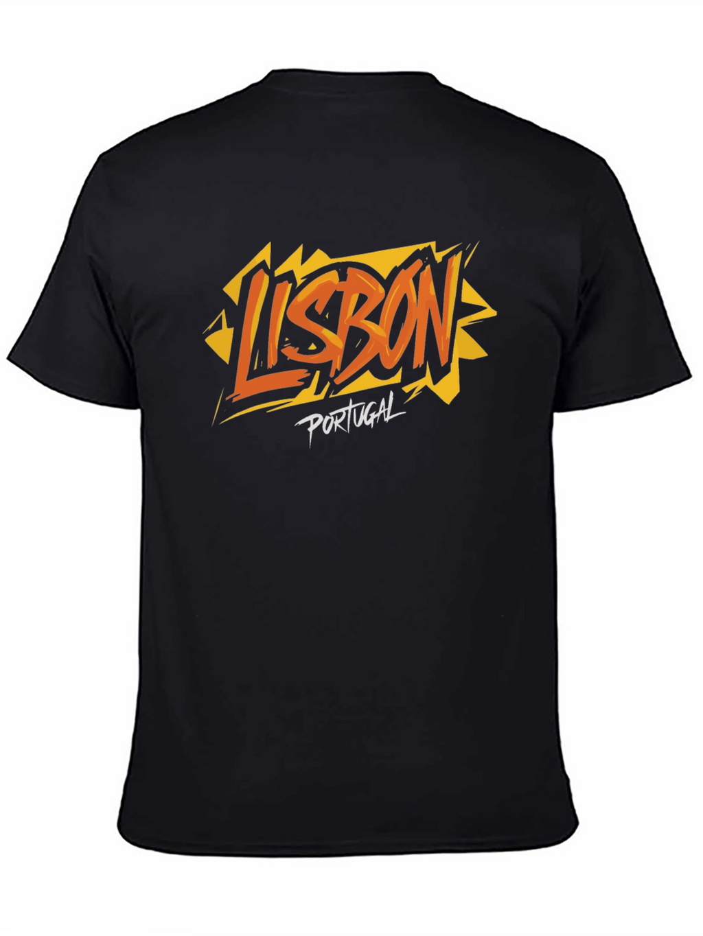 Lisbon Portugal Graphic Print Black T-Shirt