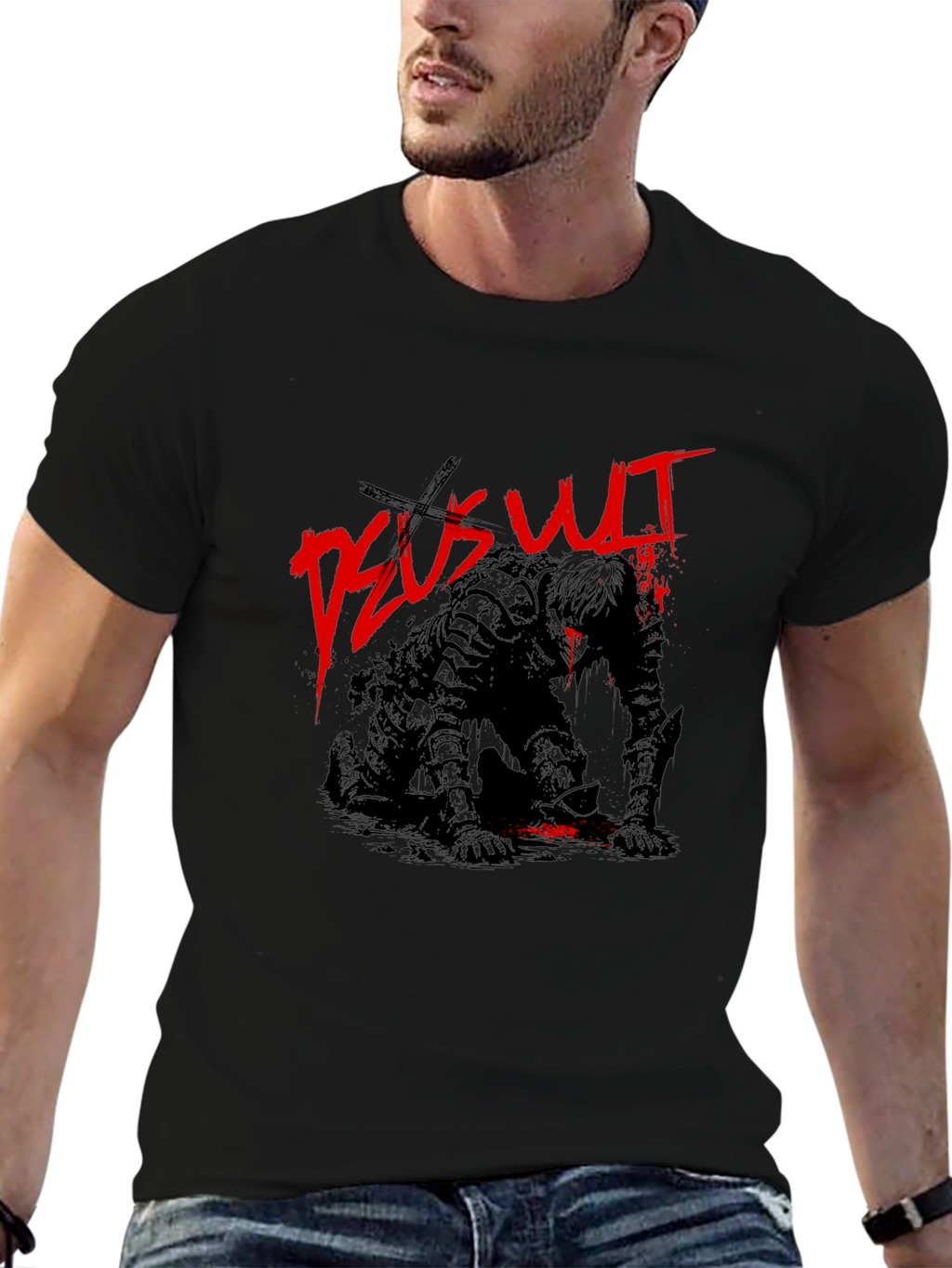 Deus Vult Crusader Knight Black T-Shirt