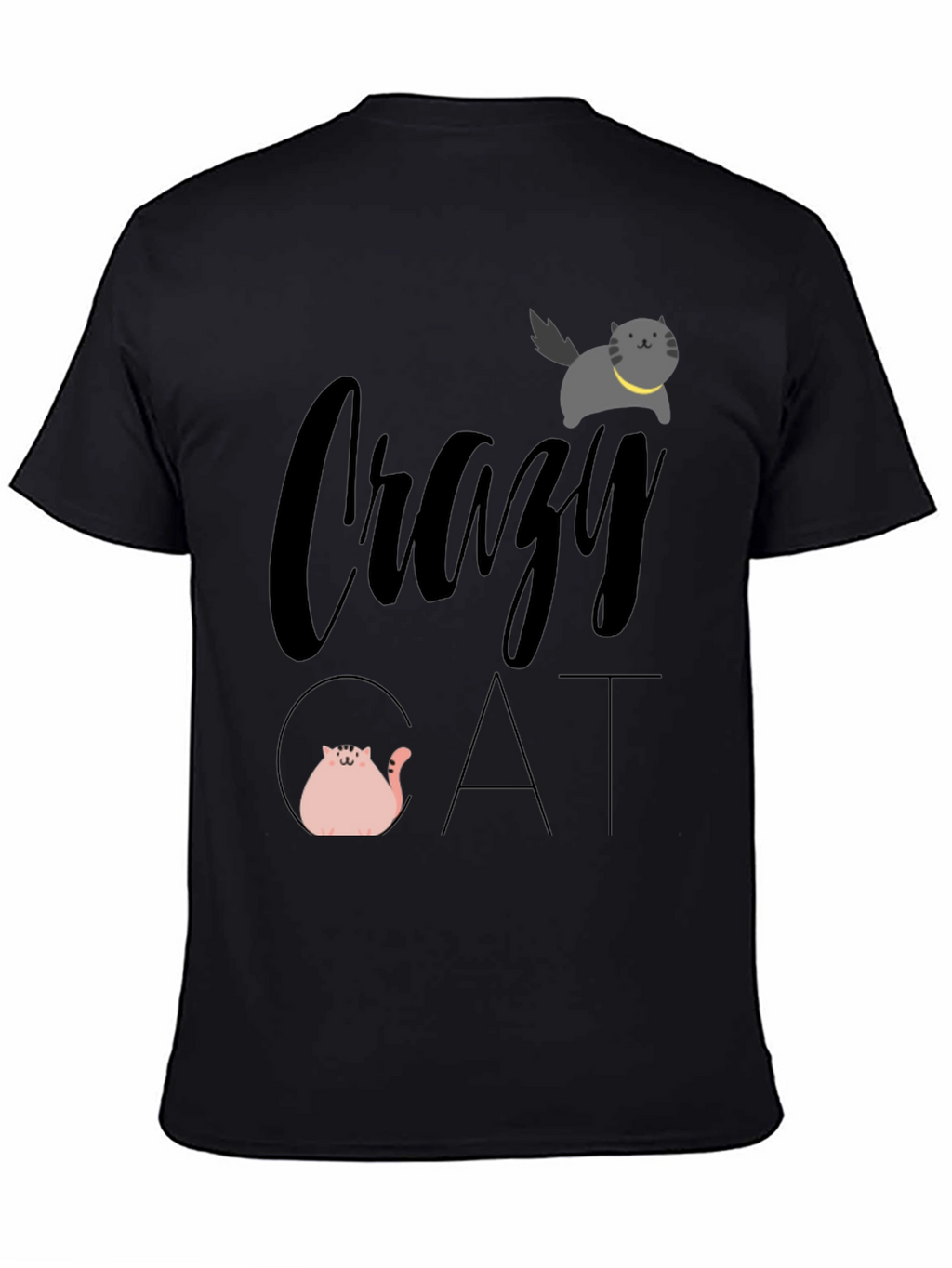 Crazy Cat Graphic Tee - Unisex Black T-Shirt