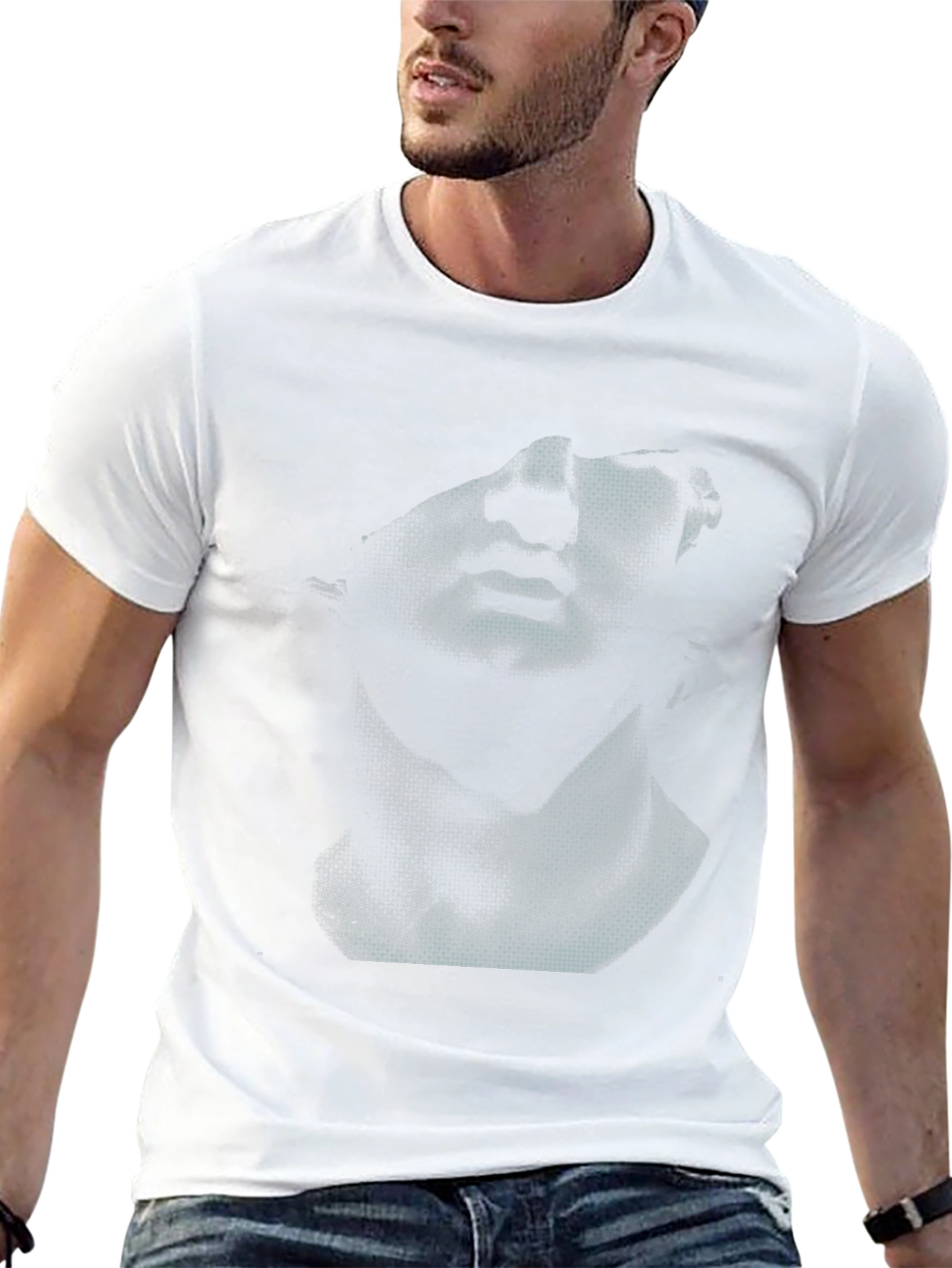 Abstract Bust Graphic Black T-Shirt