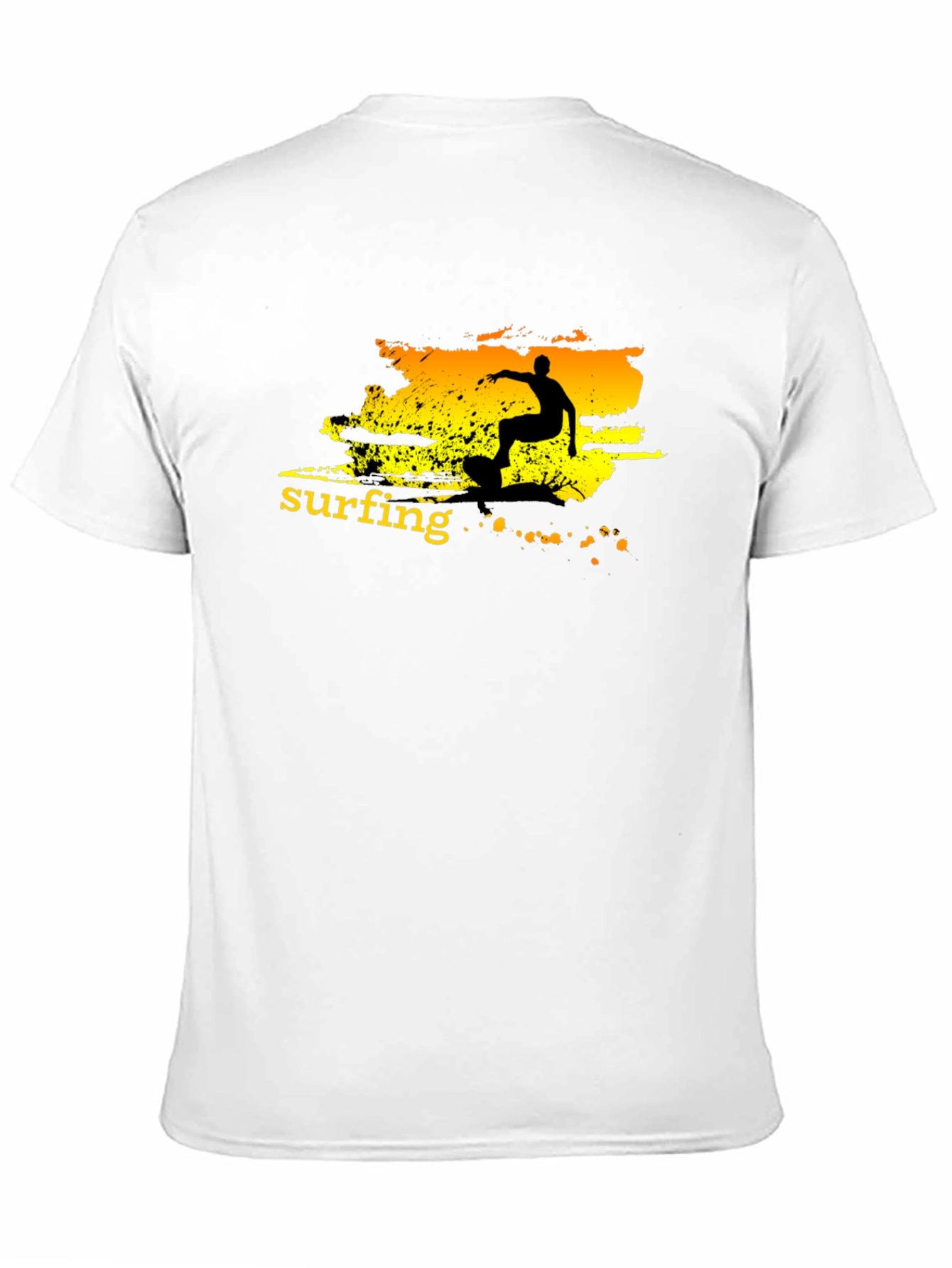 Surfing Graphic Tee - Black Cotton T-Shirt