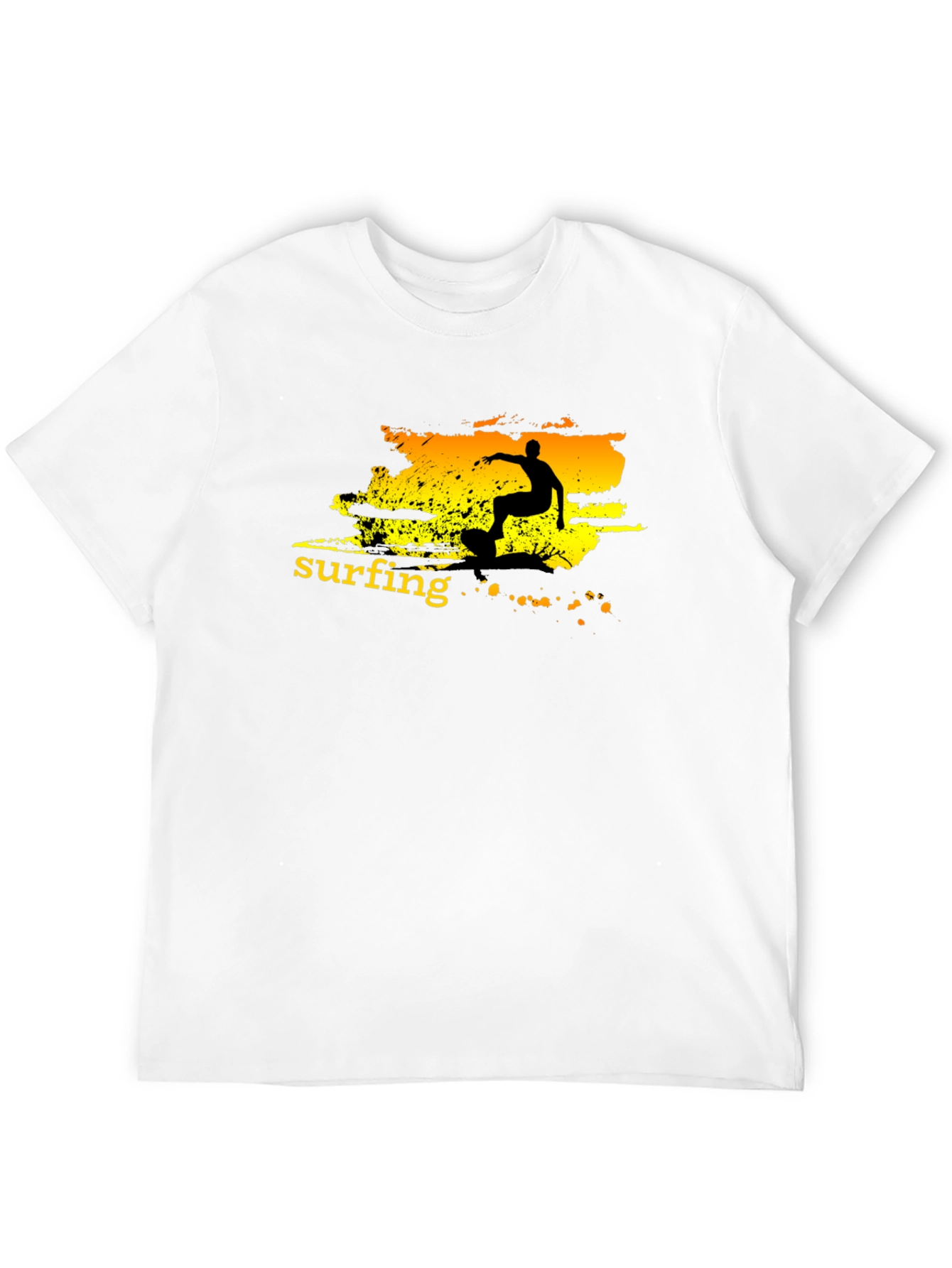 Surfing Graphic Tee - Black Cotton T-Shirt