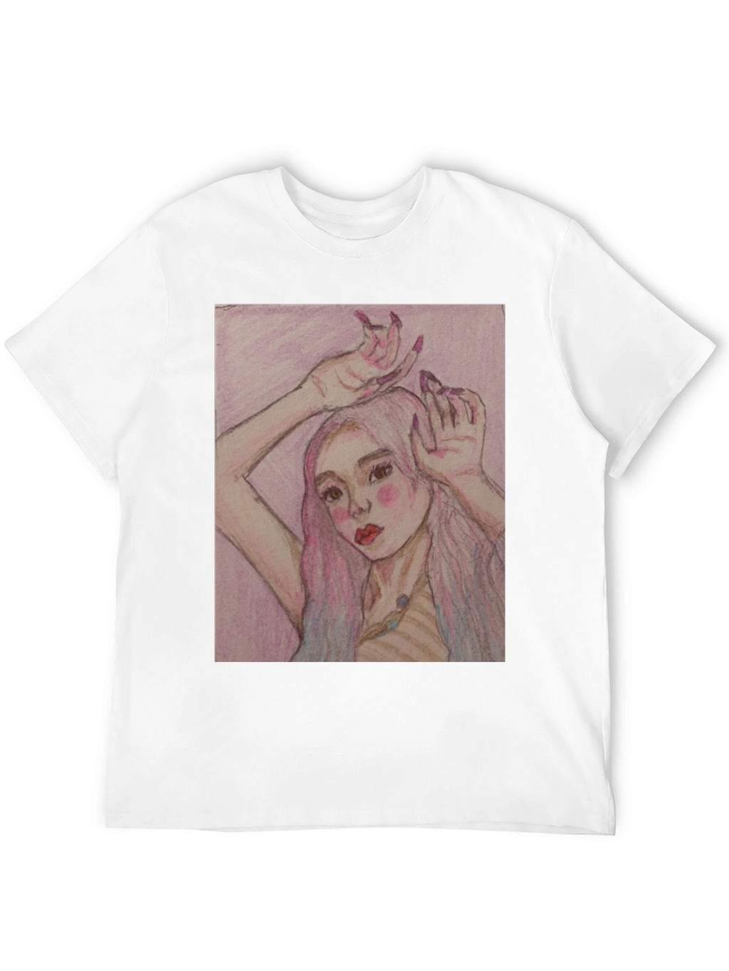 Artistic Woman Graphic Print Black T-Shirt