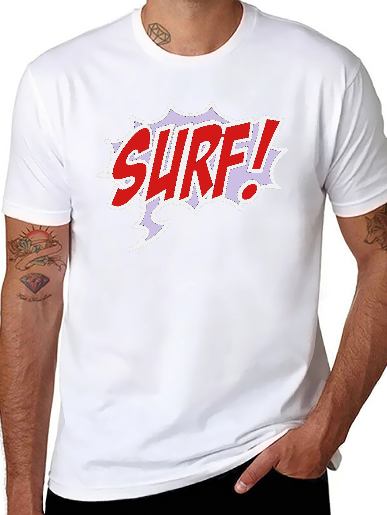 Surf Comic Style Black T-Shirt