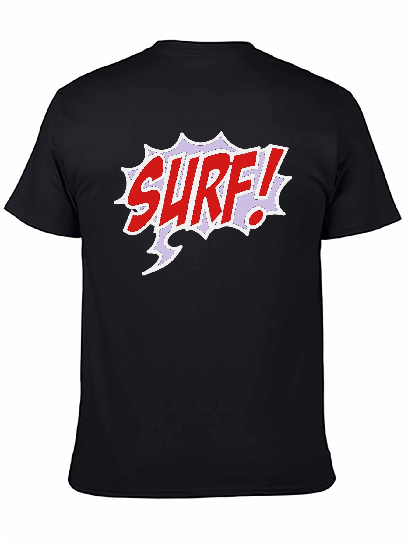Surf Comic Style Black T-Shirt