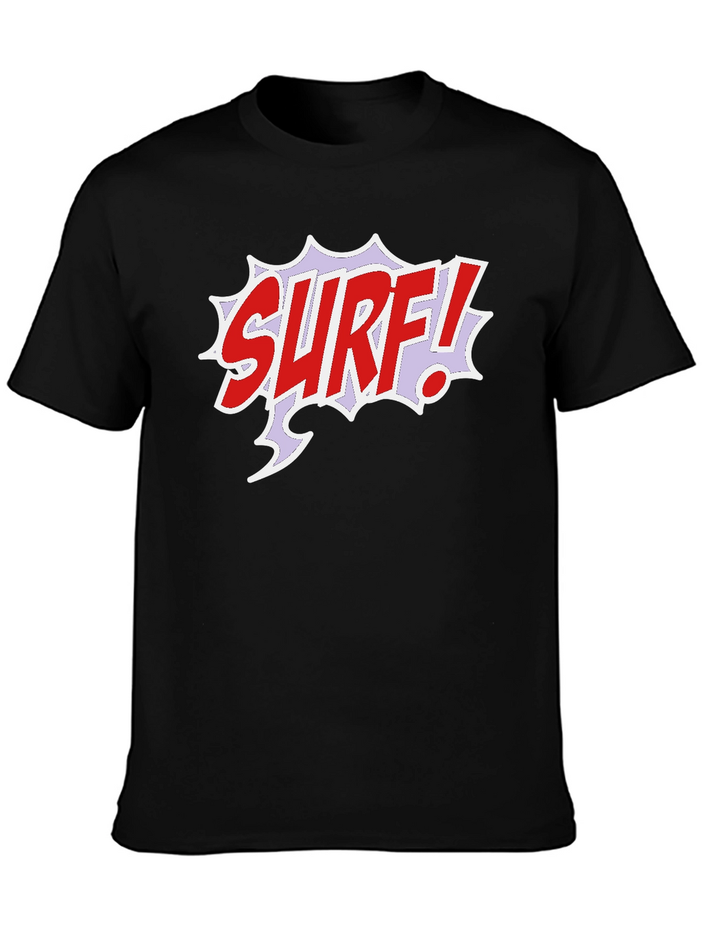 Surf Comic Style Black T-Shirt