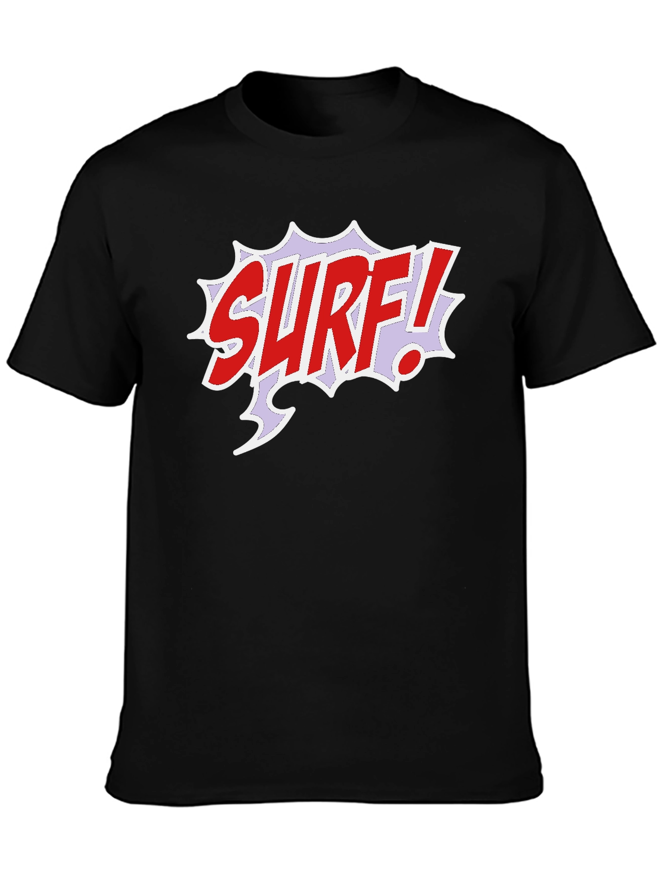 Surf Comic Style Black T-Shirt