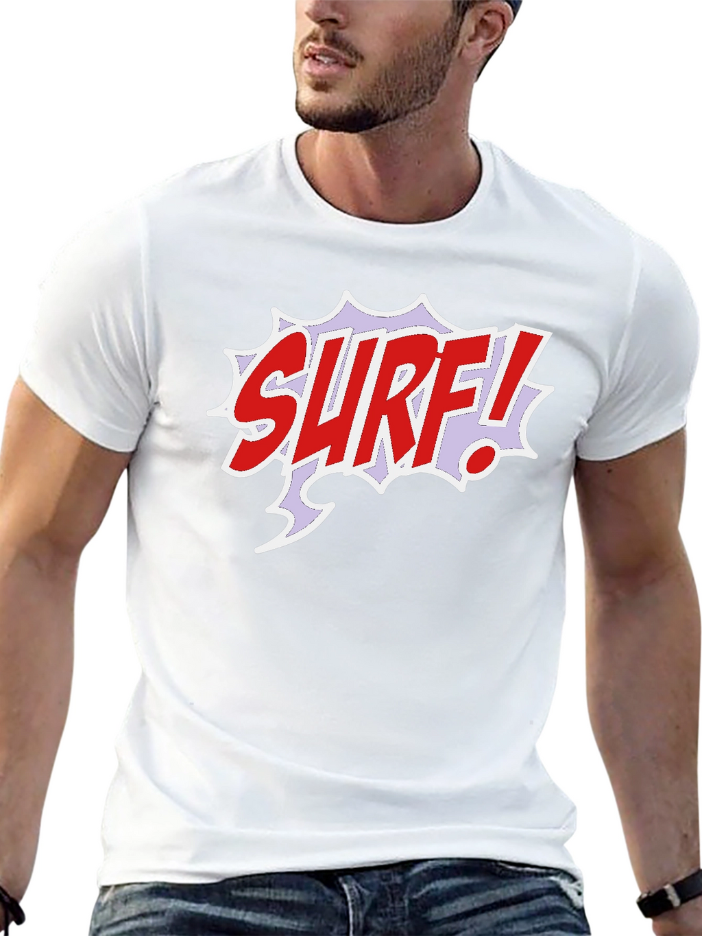 Surf Comic Style Black T-Shirt