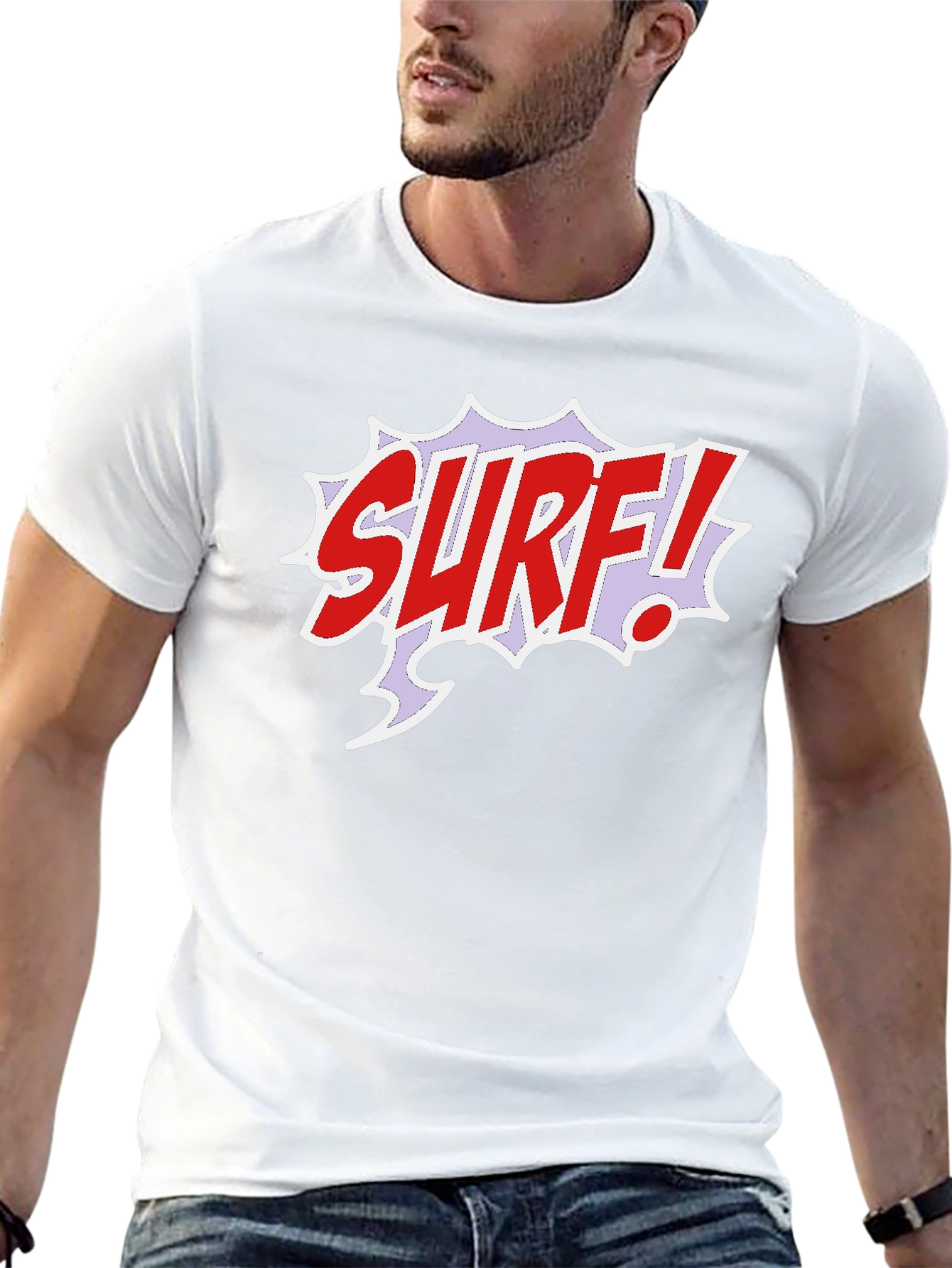 Surf Comic Style Black T-Shirt