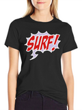 Surf Comic Style Black T-Shirt