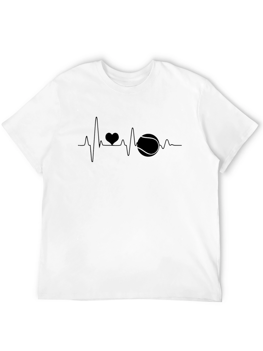 Heartbeat Tennis Lover Black T-Shirt