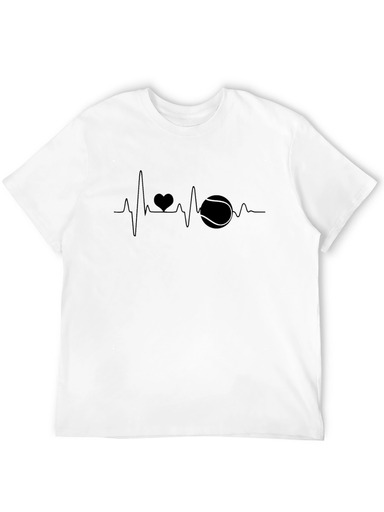 Heartbeat Tennis Lover Black T-Shirt