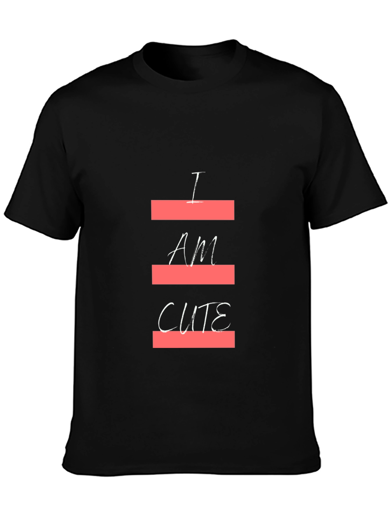 I Am Cute Graphic Print Black T-Shirt