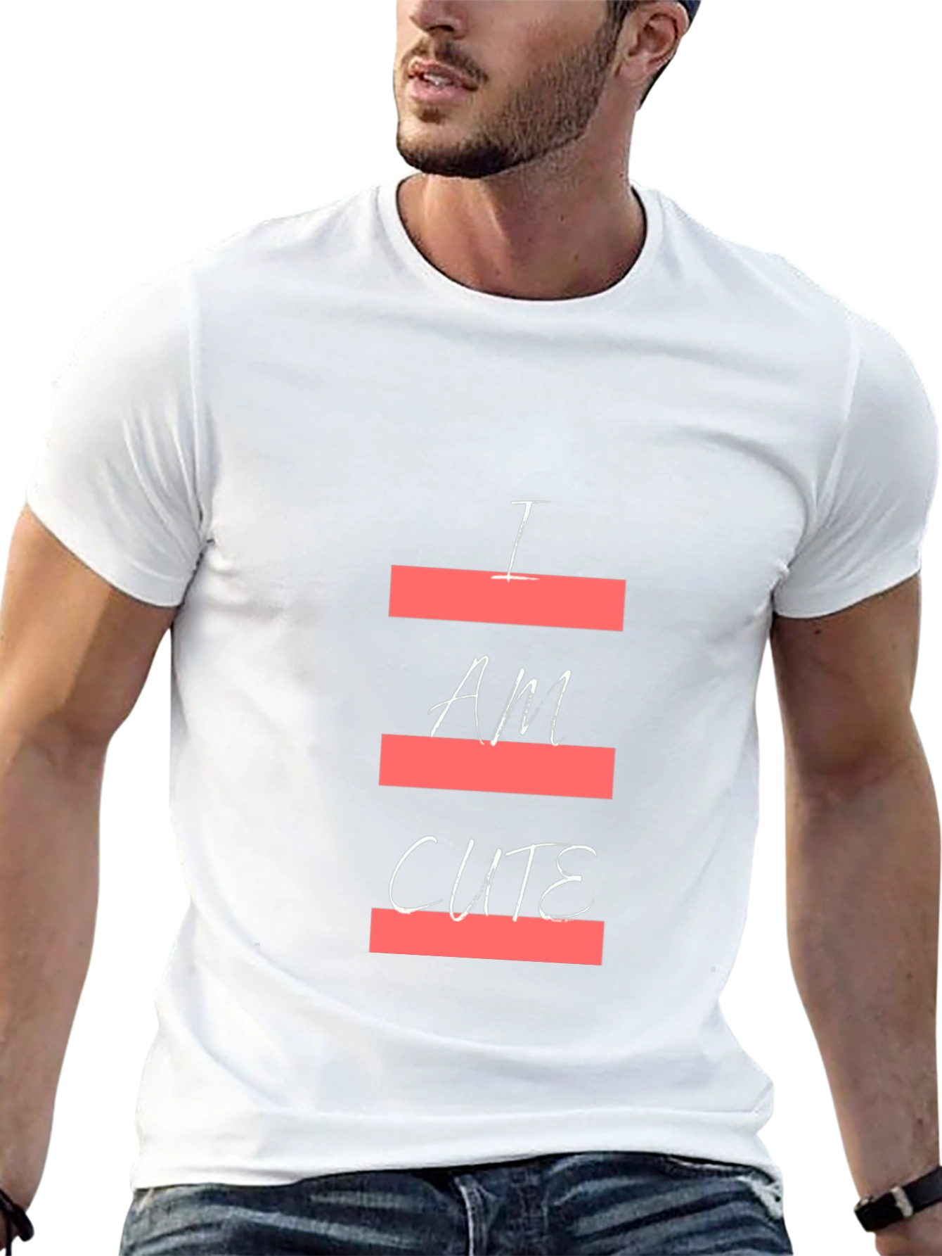 I Am Cute Graphic Print Black T-Shirt