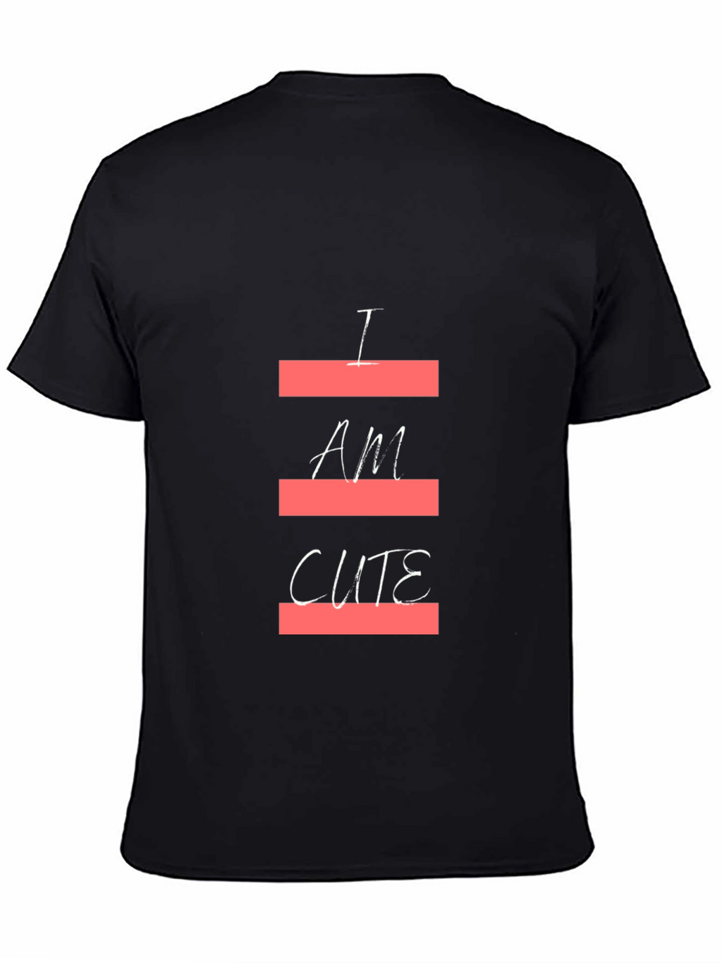 I Am Cute Graphic Print Black T-Shirt