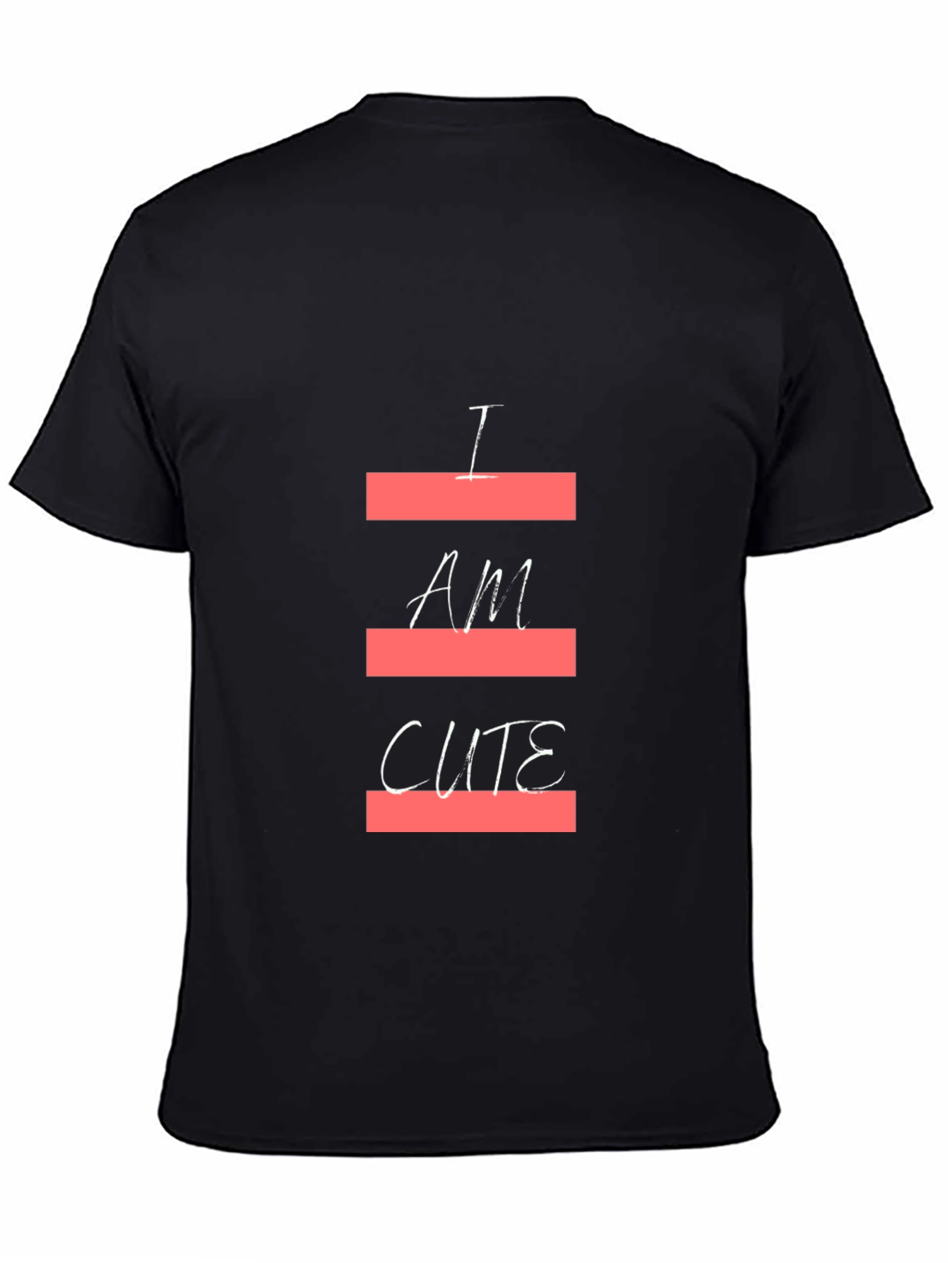 I Am Cute Graphic Print Black T-Shirt