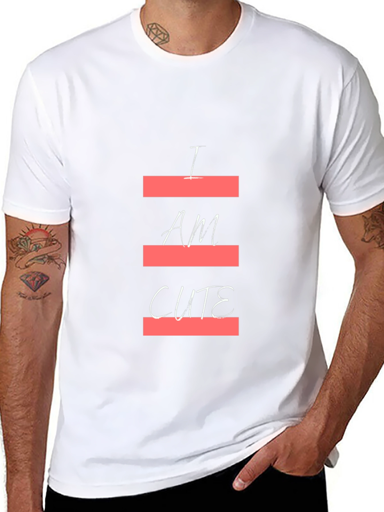 I Am Cute Graphic Print Black T-Shirt