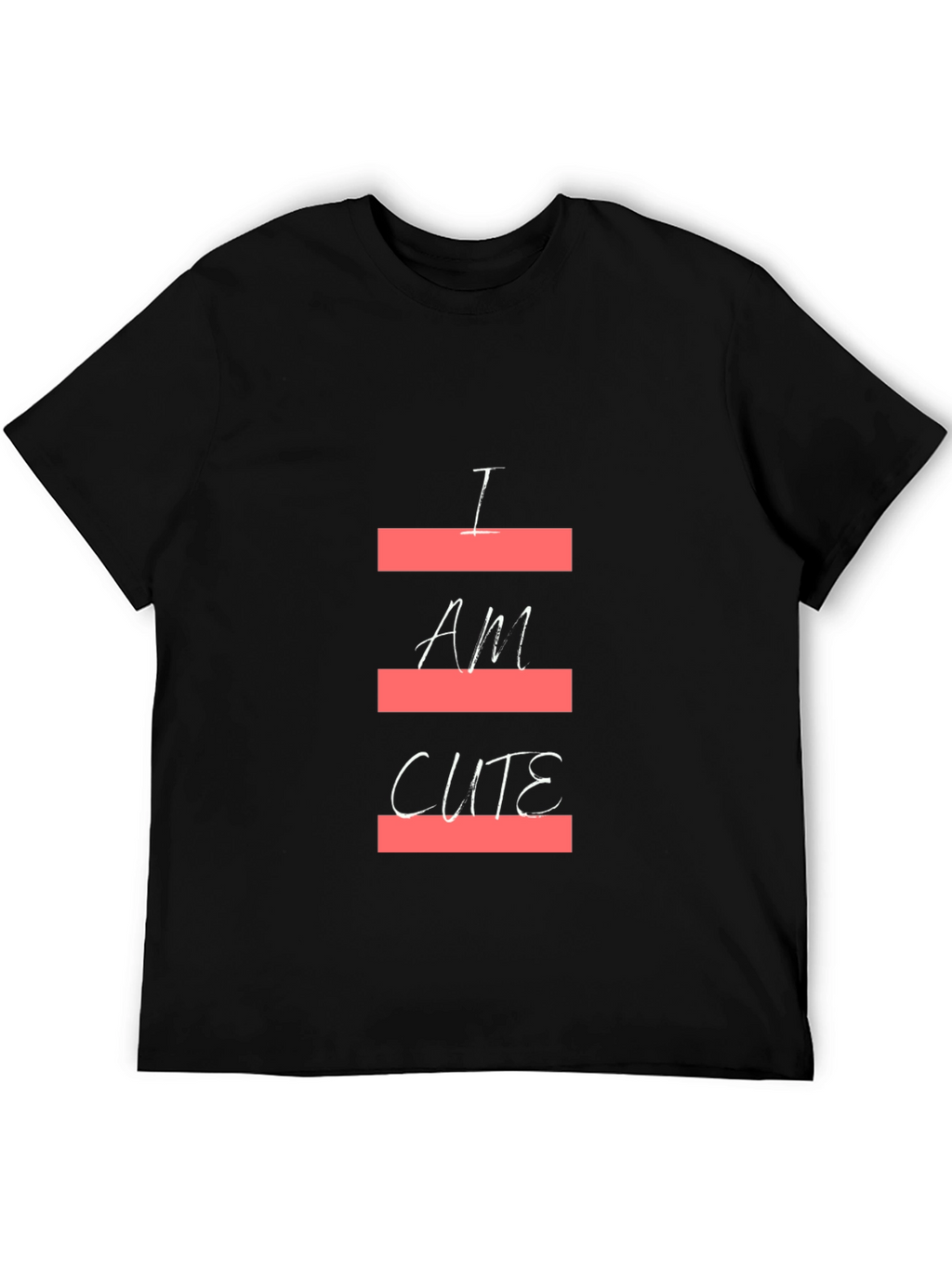 I Am Cute Graphic Print Black T-Shirt