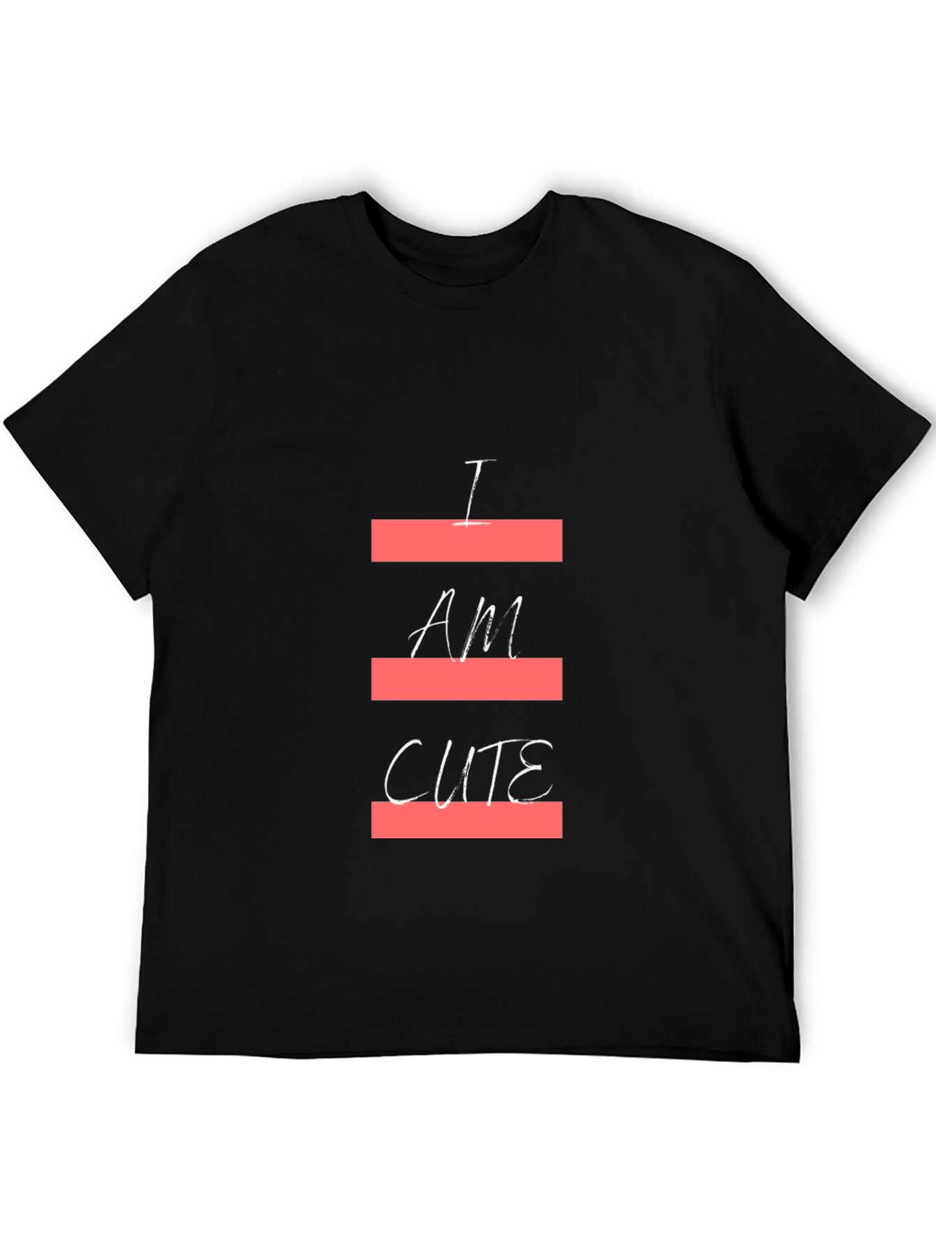 I Am Cute Graphic Print Black T-Shirt