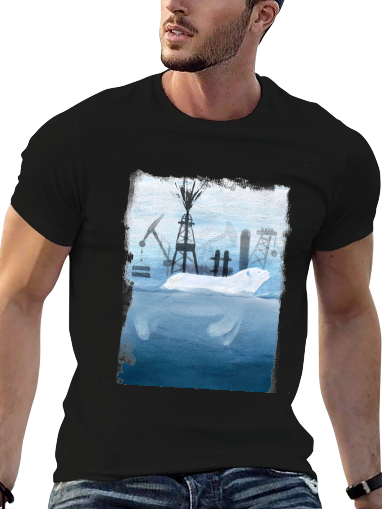 Polar Bear Oil Field Graphic T-Shirt