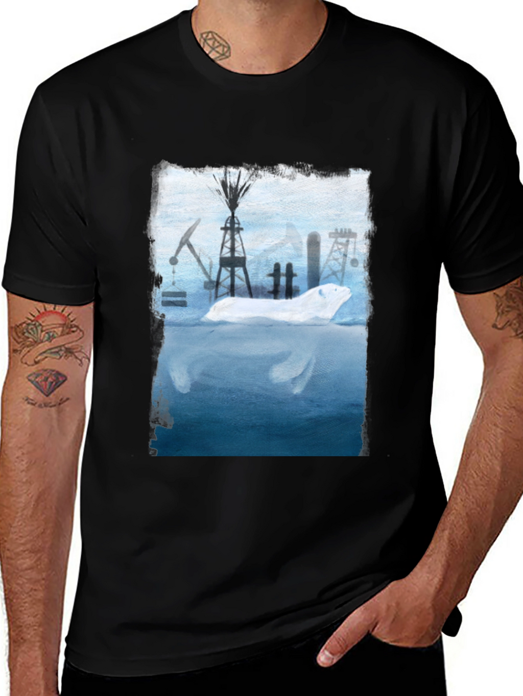 Polar Bear Oil Field Graphic T-Shirt