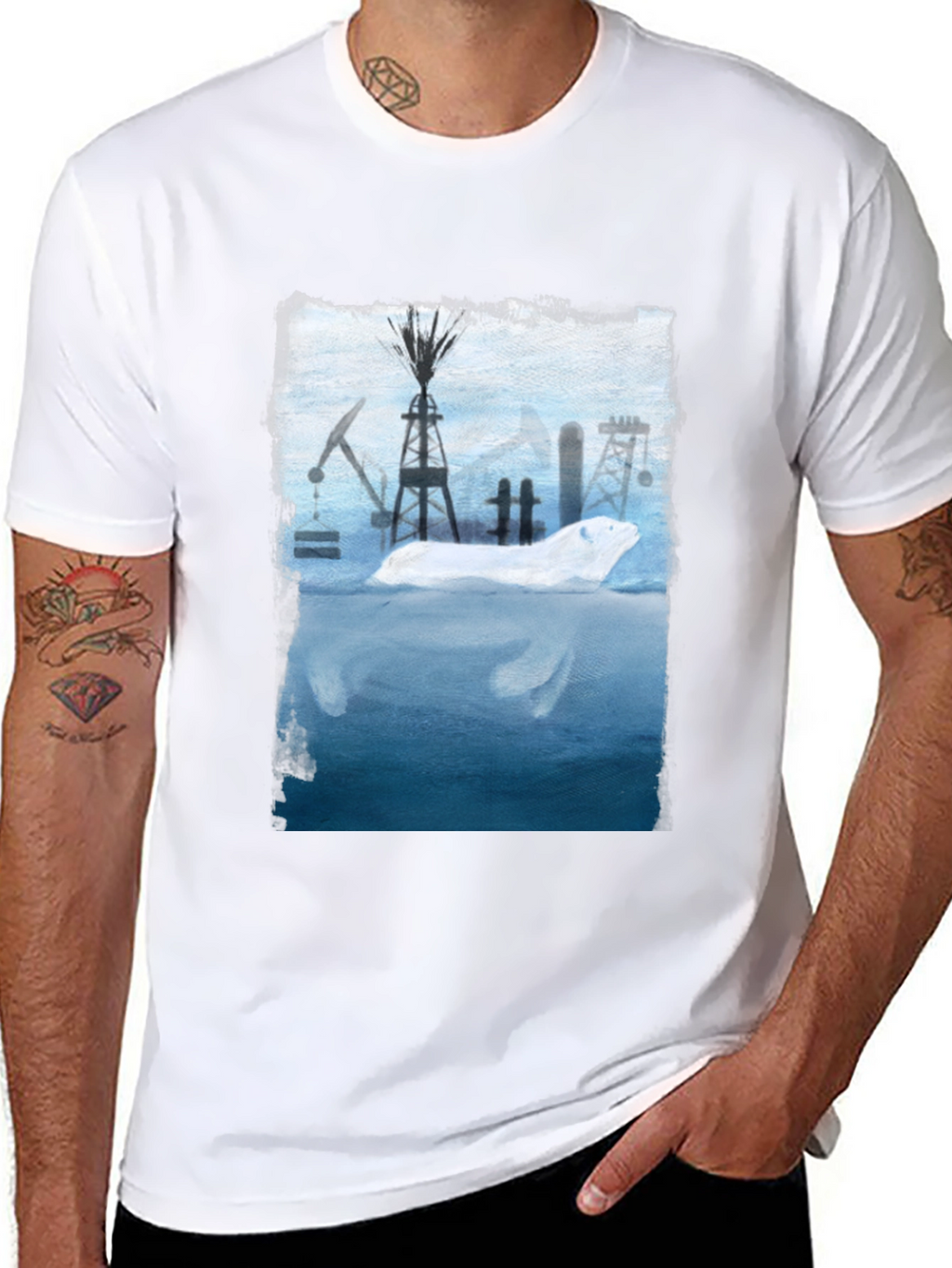 Polar Bear Oil Field Graphic T-Shirt