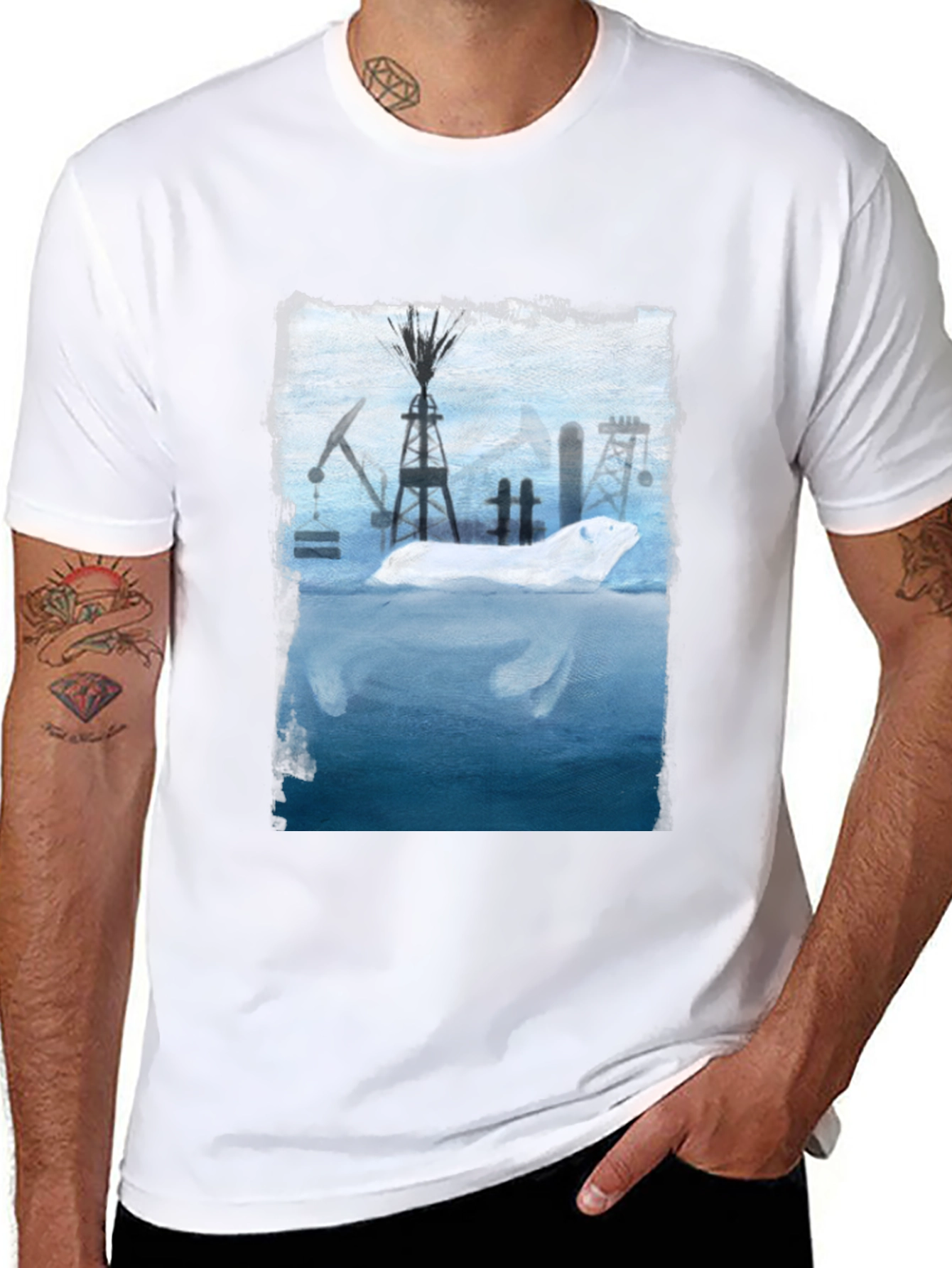 Polar Bear Oil Field Graphic T-Shirt