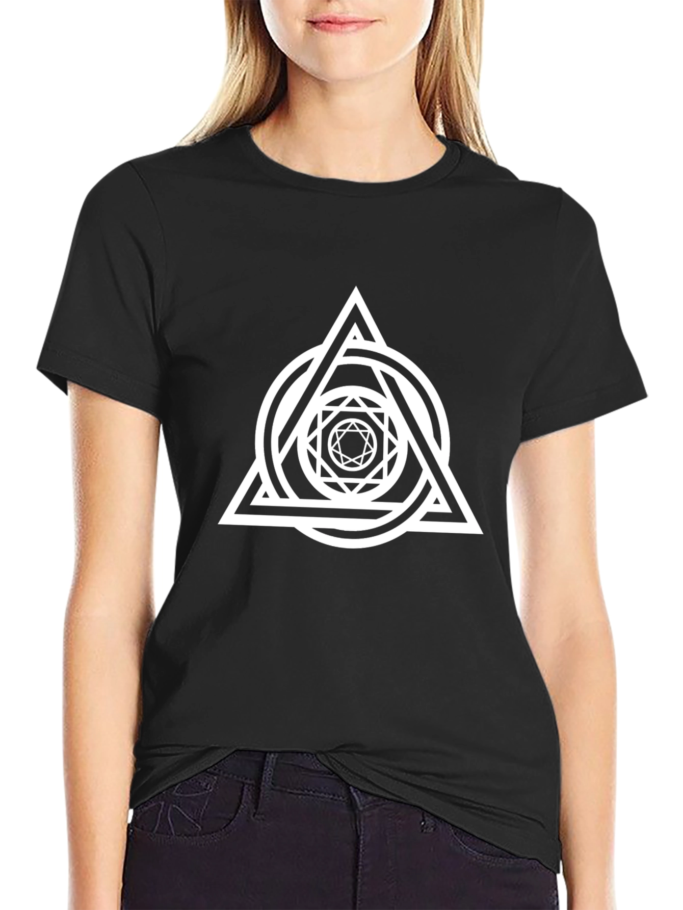 Geometric Print Black T-Shirt