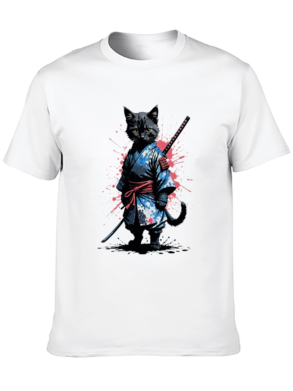 Samurai Cat T-Shirt - Black Graphic Tee