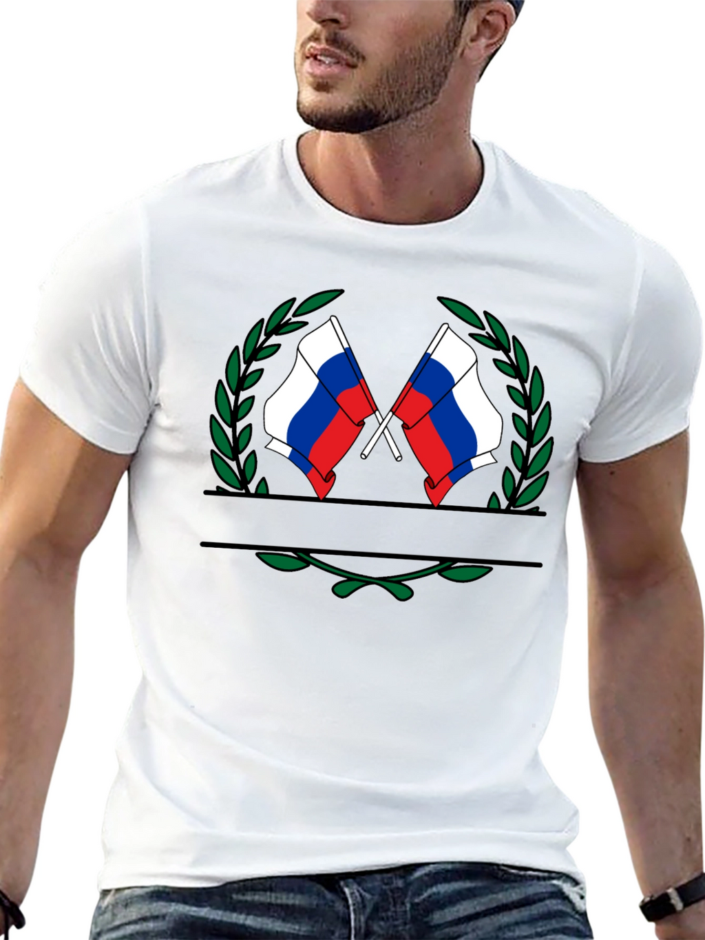 Russian Flag Emblem Black T-Shirt
