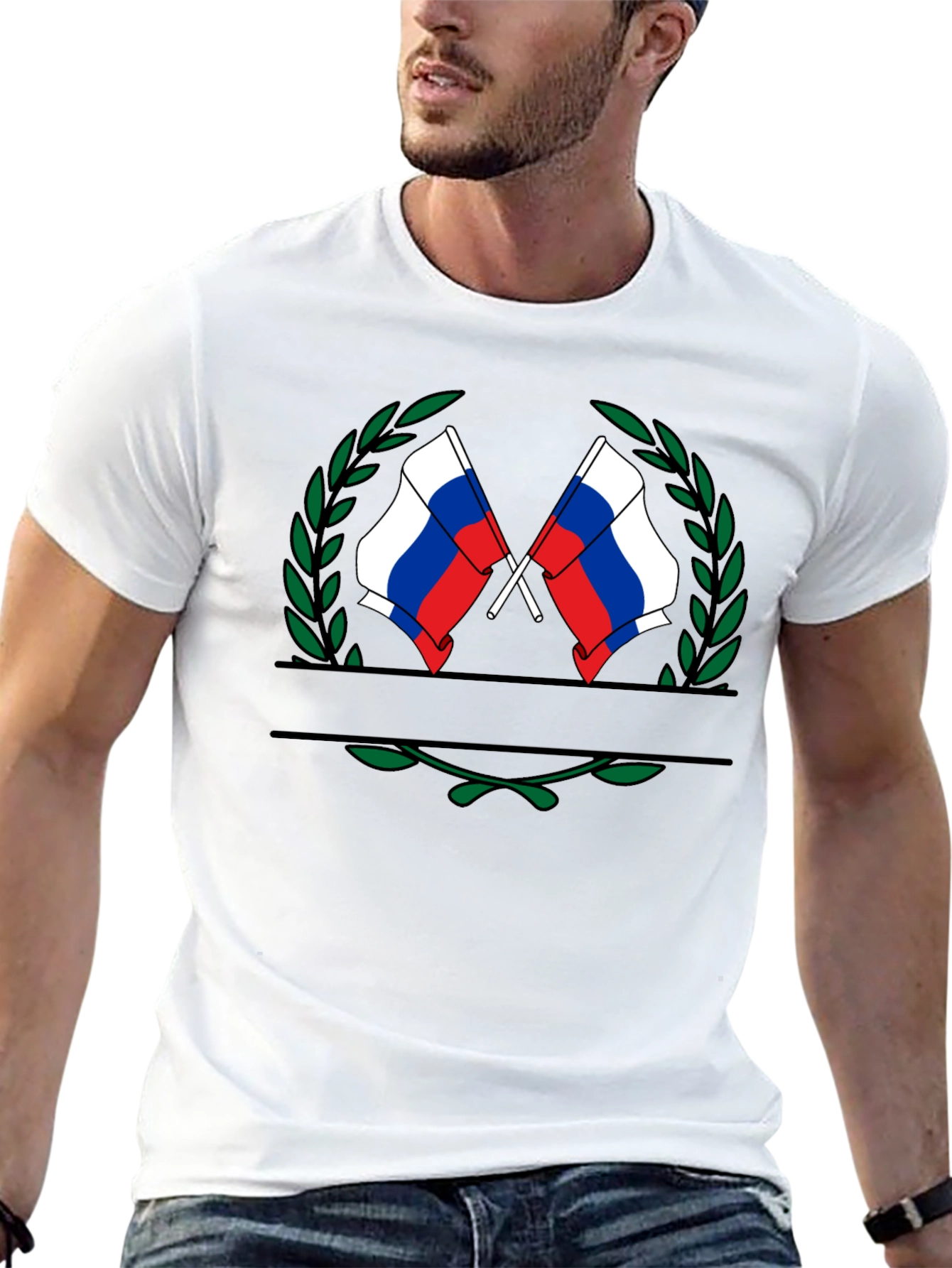 Russian Flag Emblem Black T-Shirt