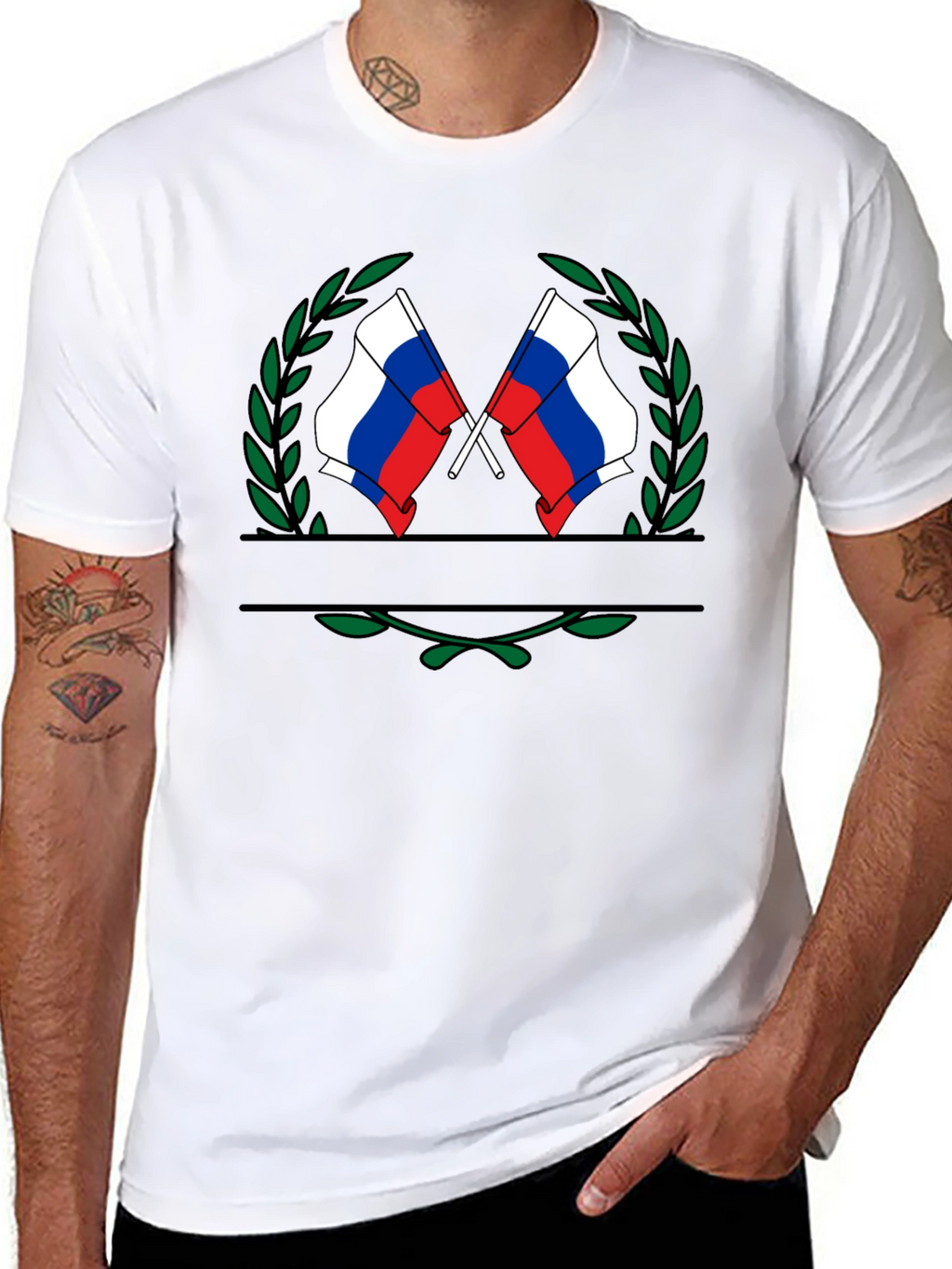 Russian Flag Emblem Black T-Shirt