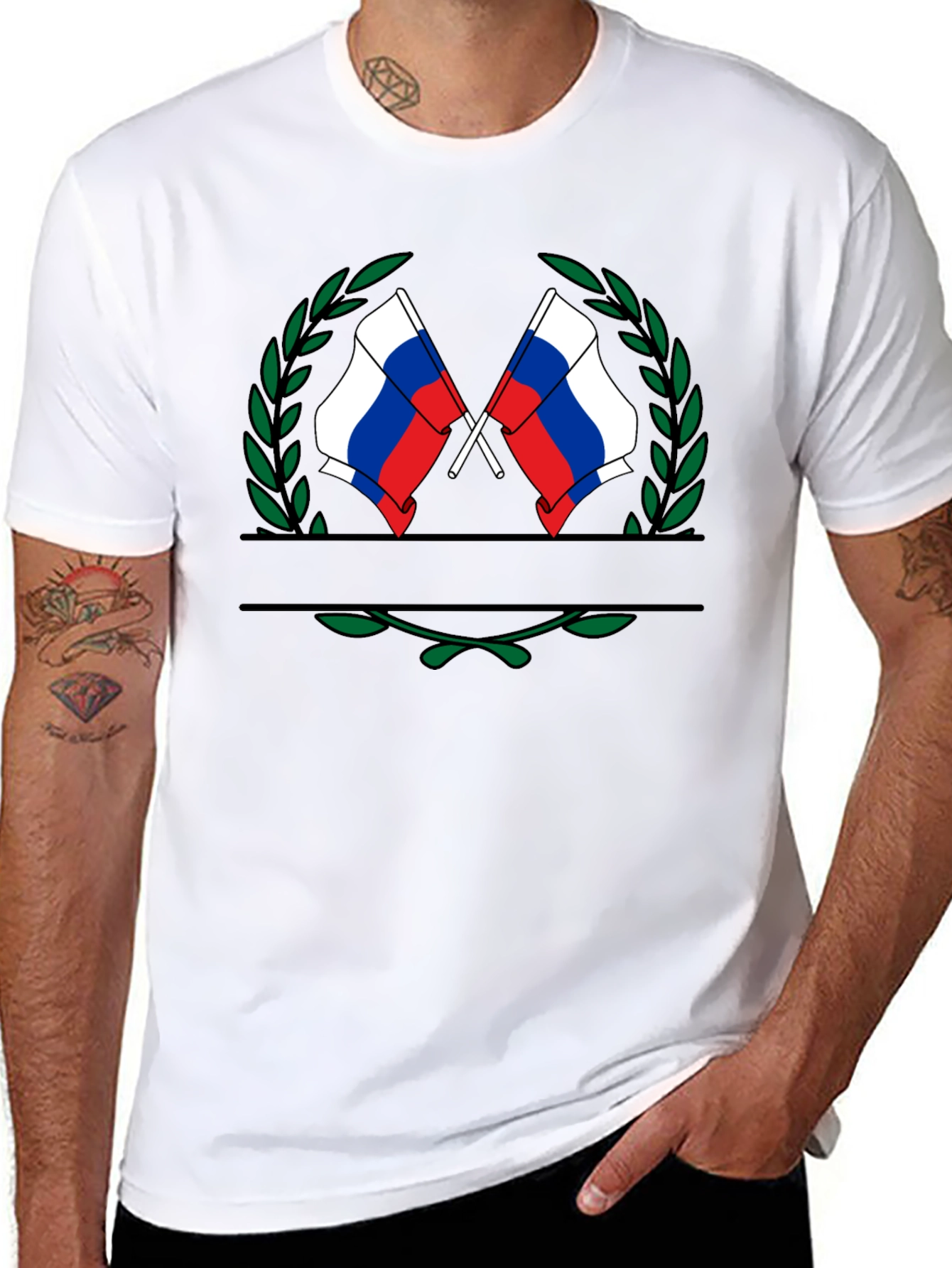 Russian Flag Emblem Black T-Shirt