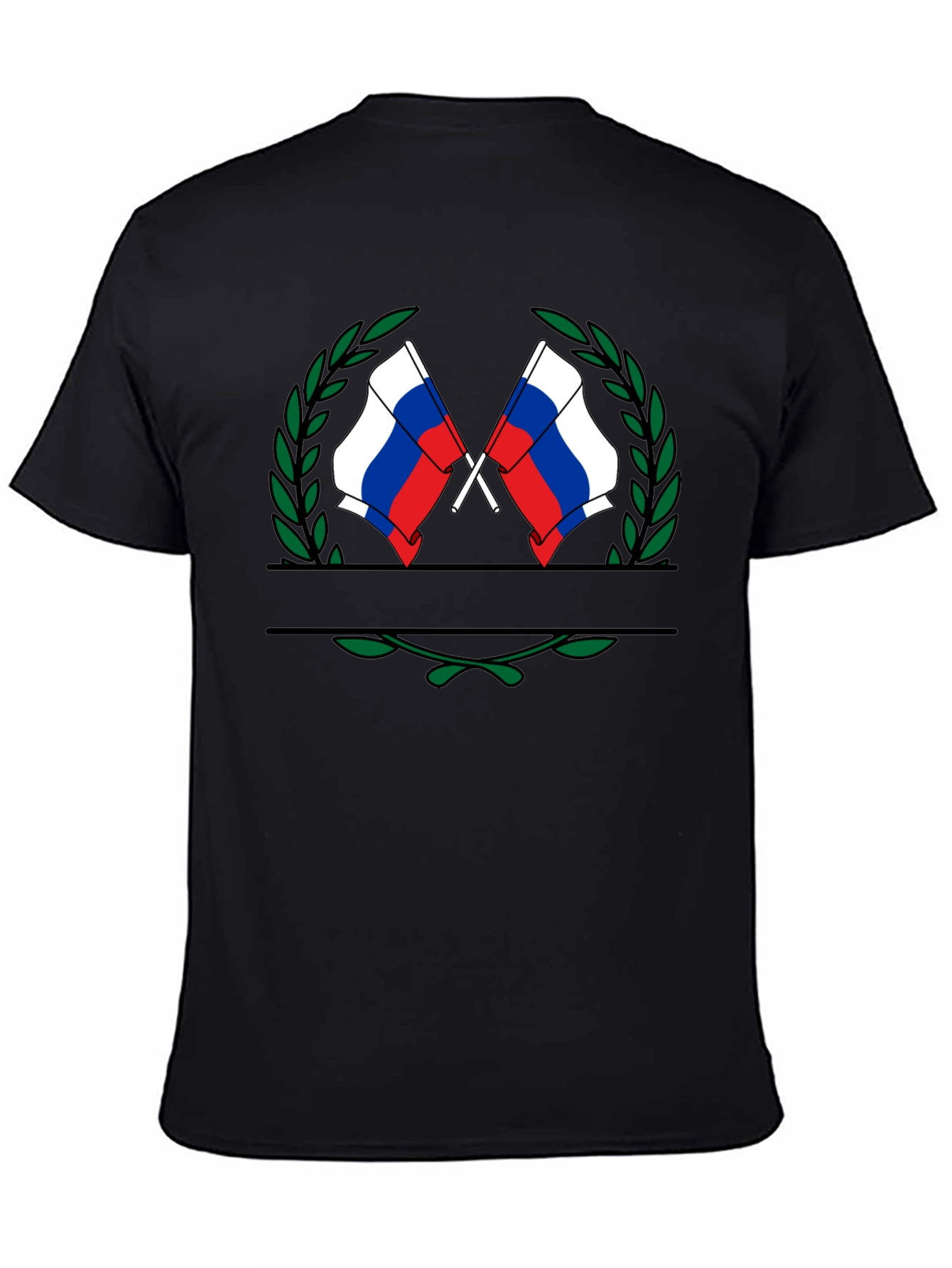 Russian Flag Emblem Black T-Shirt
