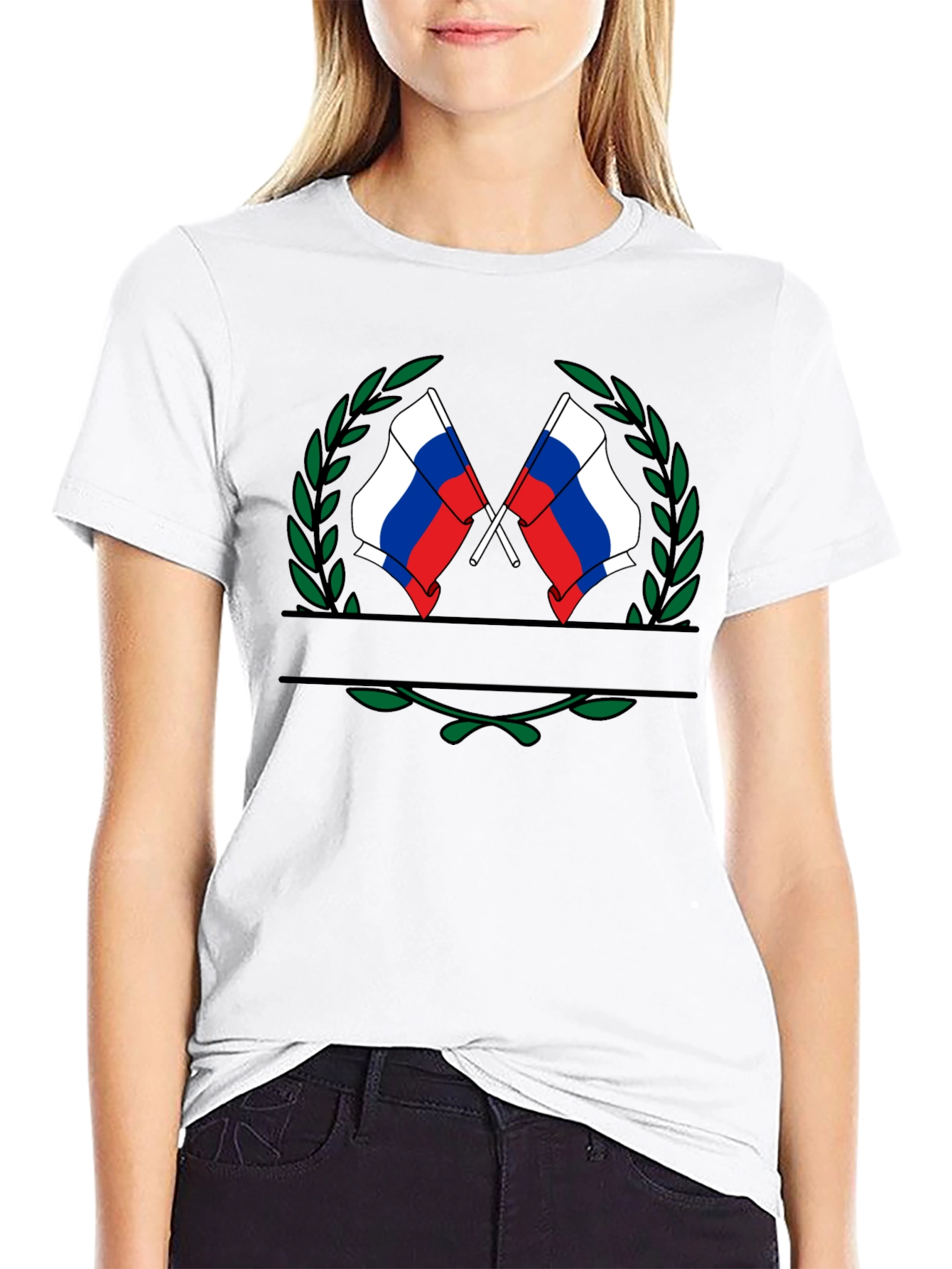 Russian Flag Emblem Black T-Shirt