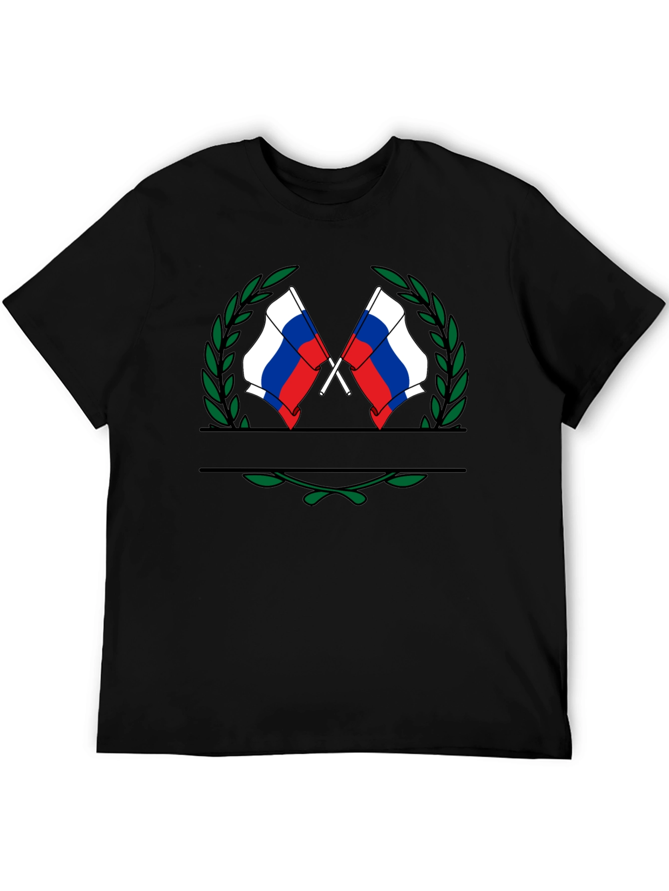 Russian Flag Emblem Black T-Shirt