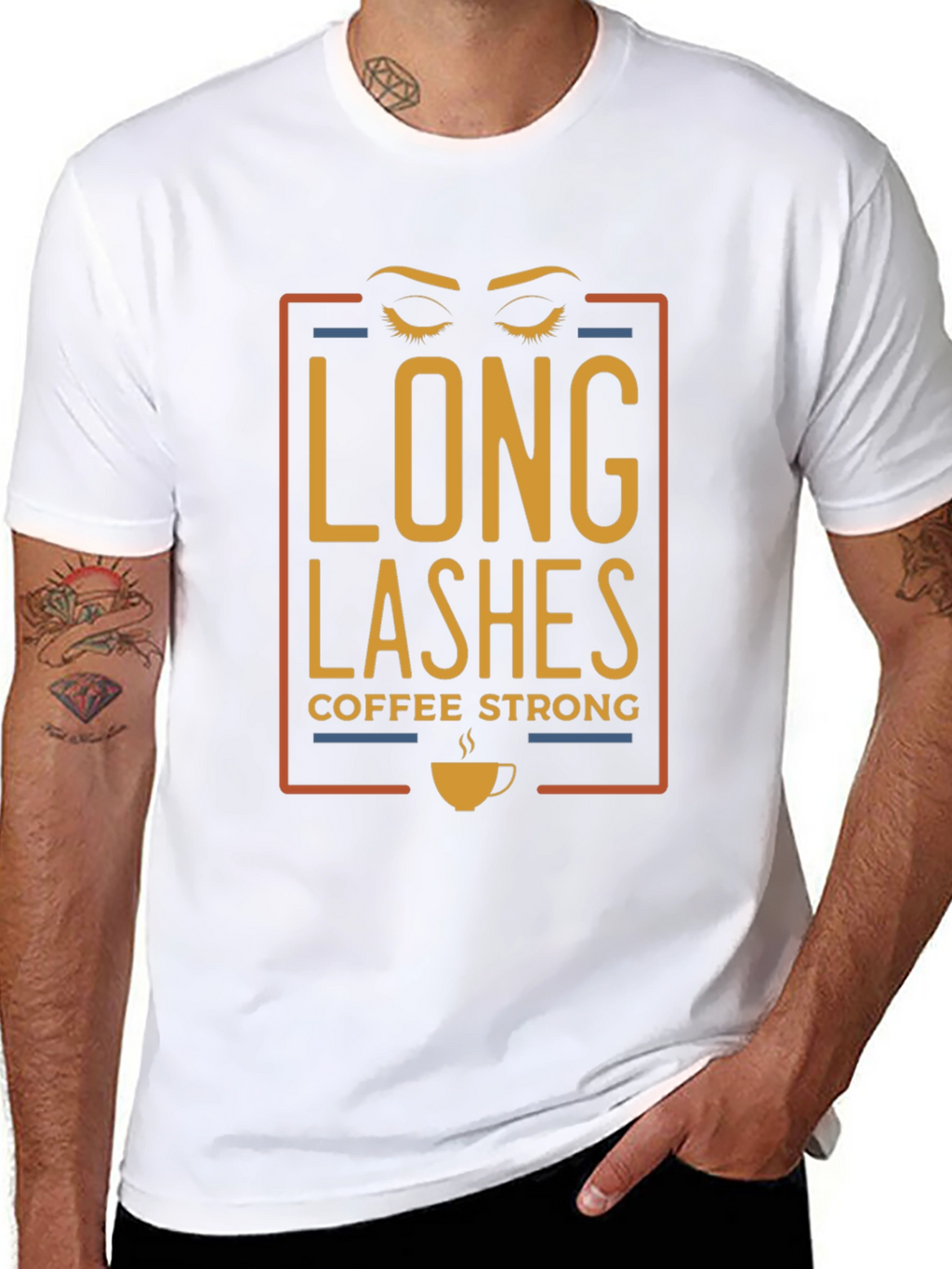 Long Lashes Coffee Strong Graphic T-Shirt