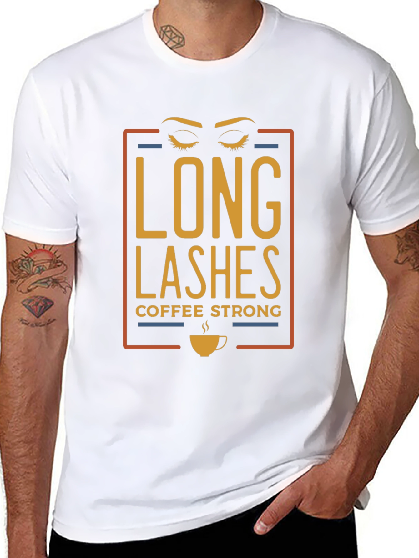 Long Lashes Coffee Strong Graphic T-Shirt