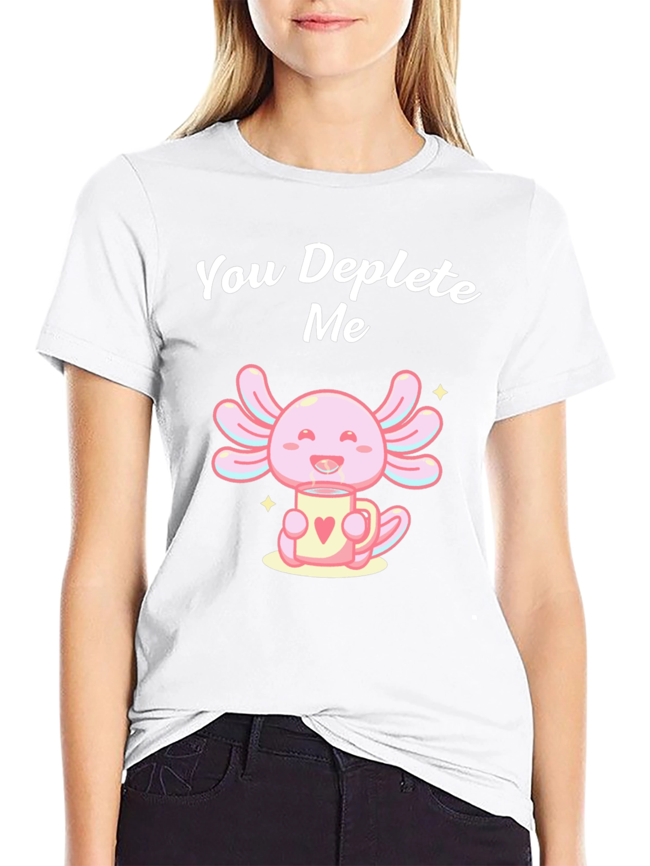 Cute Axolotl Deplete Me Graphic Tee