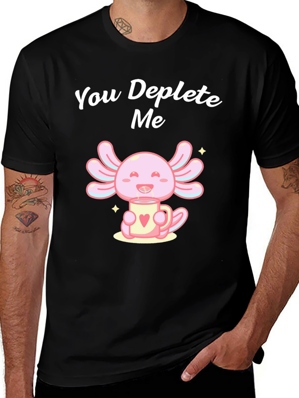 Cute Axolotl Deplete Me Graphic Tee