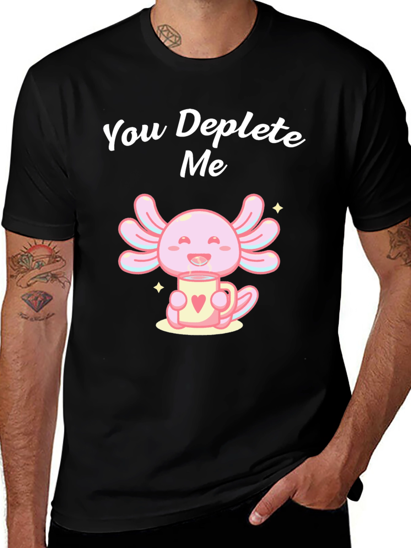 Cute Axolotl Deplete Me Graphic Tee