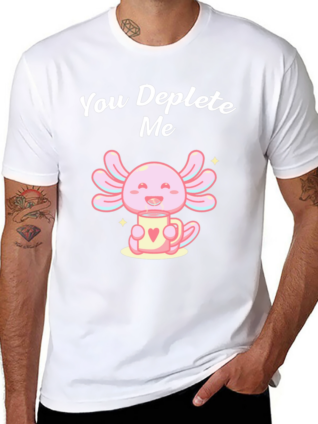 Cute Axolotl Deplete Me Graphic Tee