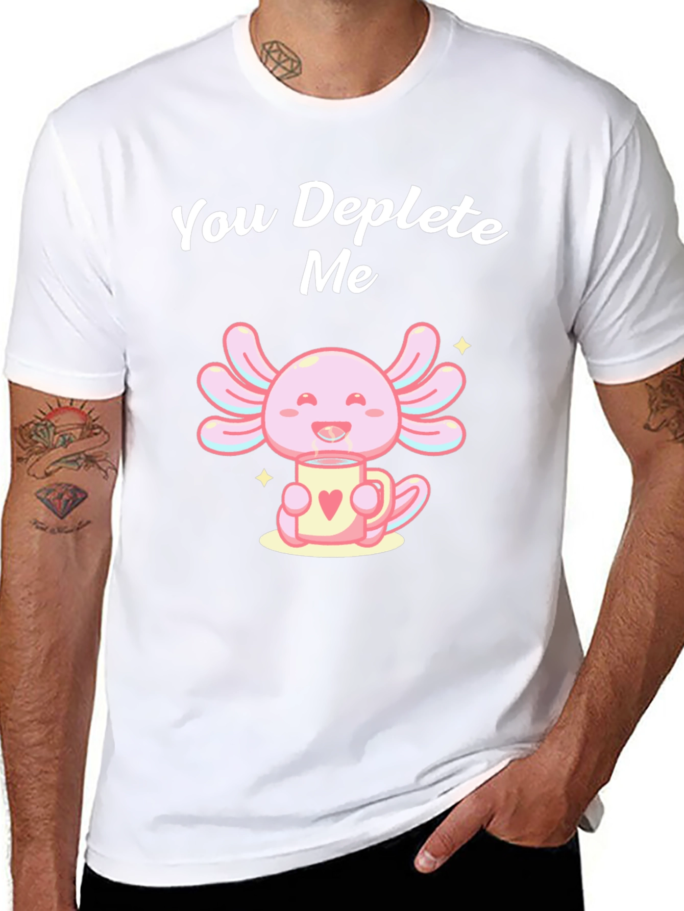 Cute Axolotl Deplete Me Graphic Tee
