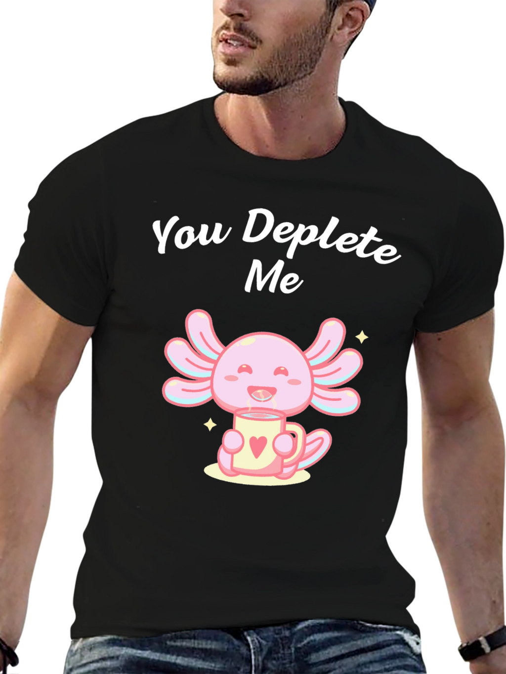 Cute Axolotl Deplete Me Graphic Tee