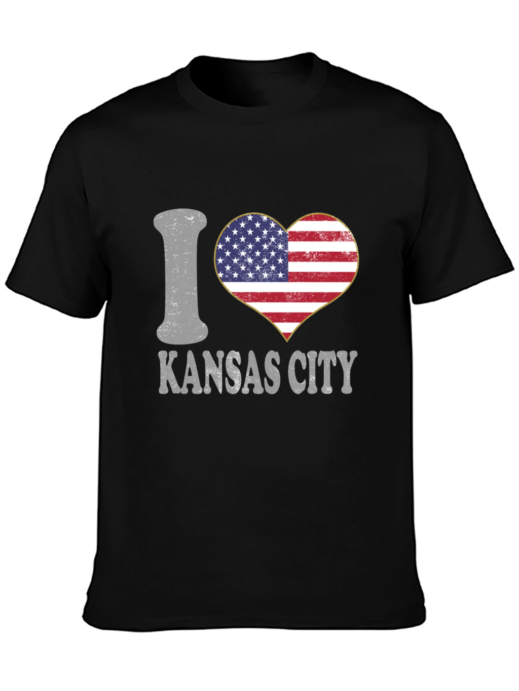 I Love Kansas City USA Flag Heart T-Shirt