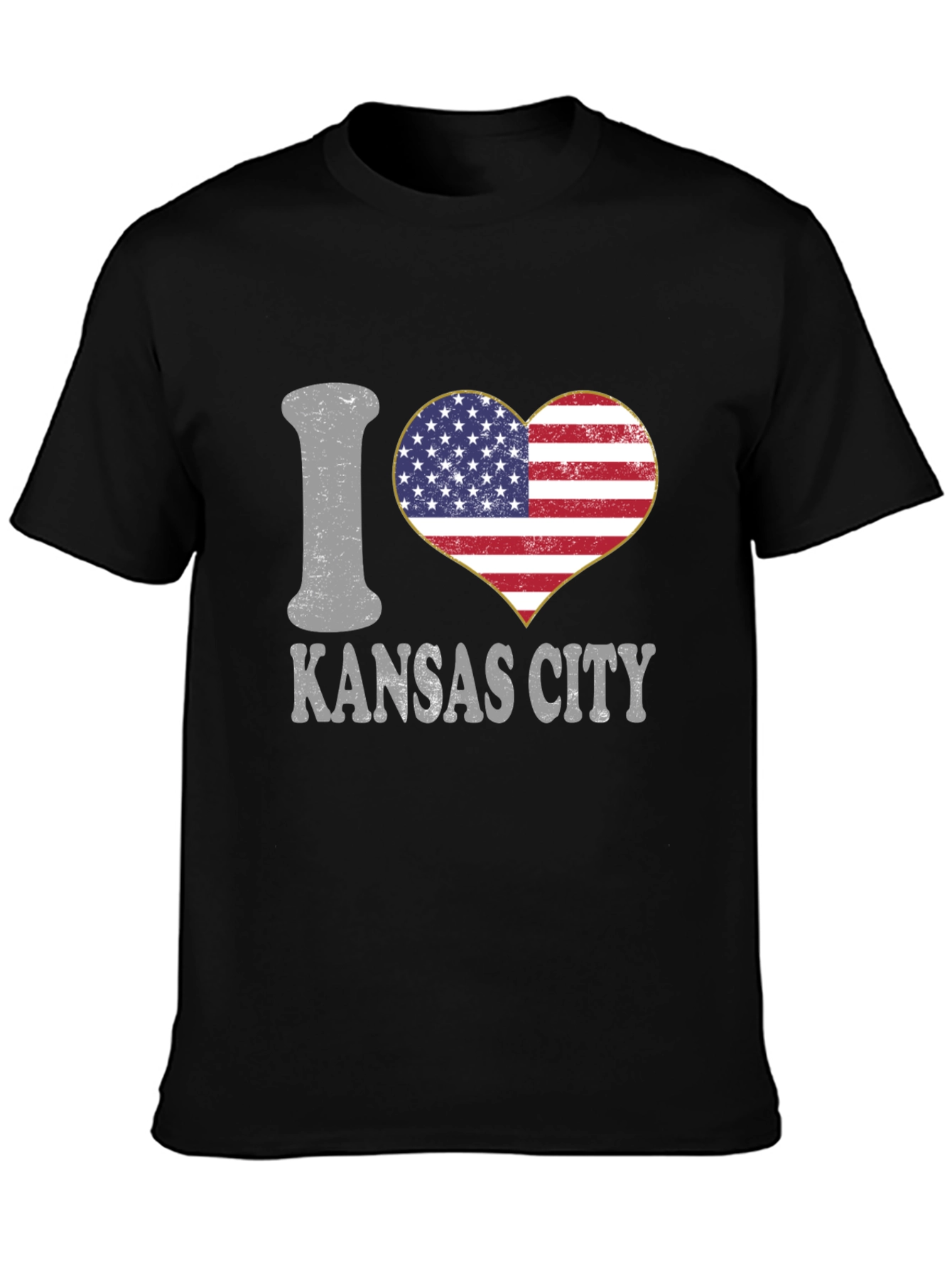I Love Kansas City USA Flag Heart T-Shirt